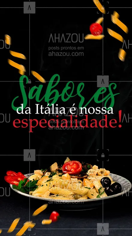 posts, legendas e frases de cozinha italiana para whatsapp, instagram e facebook: Aproveite para conhecer um pedacinho da Itália com a gente, venha saborear nossas especialidades! 🍝 #ahazoutaste #pasta #restauranteitaliano #massas #comidaitaliana #italianfood #cozinhaitaliana #italy