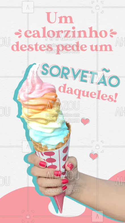 posts, legendas e frases de gelados & açaiteria para whatsapp, instagram e facebook: Que o calor combina com sorvete todo mundo já sabe né?! Venha garantir o seu! 🍦🍨
 #ahazoutaste #gelados  #cupuaçú  #sorvete  #sorveteria #icecream 