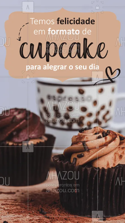 posts, legendas e frases de confeitaria para whatsapp, instagram e facebook: Venha experimentar os nossos deliciosos cupcakes! ??? #Cupcake #Confeitaria #ahazoutaste #bolo #doces #ahazoutaste 