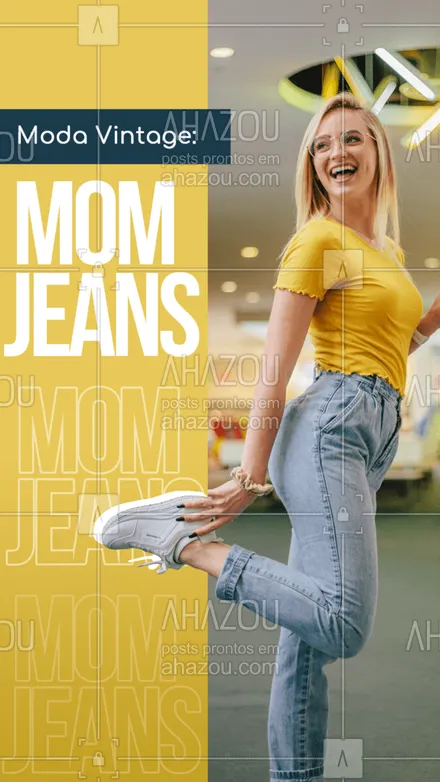 posts, legendas e frases de moda feminina, influenciador de moda & beleza para whatsapp, instagram e facebook: O mom jeans é um clássico dos anos 90. Seu corte é um pouco mais largo e a cintura é alta.
Muito usado na moda vintage, é uma peça versatil, podendo variar as opções de como usar, é confortável e muito lindo. #fashion #fashionista #lookdodia #moda #modafeminina #OOTD #AhazouFashion #AhazouFashion 