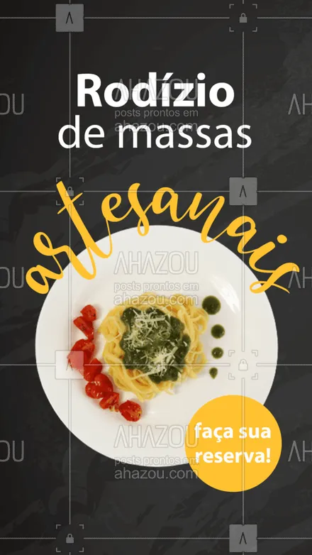 posts, legendas e frases de cozinha italiana para whatsapp, instagram e facebook: Venha experimentar o melhor rodízio de massas artesanais da sua região! ?? #rodízio #massas #ahazoutaste #artesanal #pasta #comidaitaliana