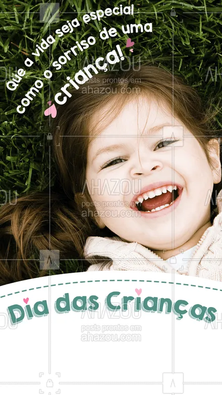 posts, legendas e frases de odontologia para whatsapp, instagram e facebook: Um feliz Dia das Crianças para as crianças, que nos ensinam o valor de um sorriso sincero! ❤️ #diadascriancas #AhazouSaude  #odontologia