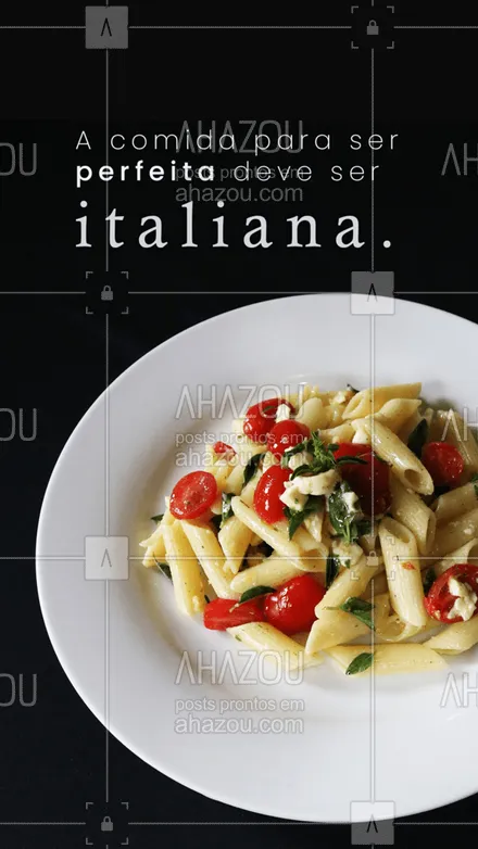 posts, legendas e frases de cozinha italiana para whatsapp, instagram e facebook: Mamma mia! Não tem quem resista à uma boa massa! 😋🍝
#comidaitaliana #massas #ahazoutaste #macarrao #instafood