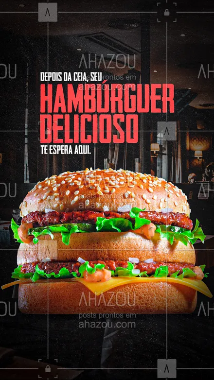 posts, legendas e frases de hamburguer para whatsapp, instagram e facebook: Acabou a Ceia de Natal? Venha aproveitar para pedir seu delicioso hambúrguer, porque tanto ele quanto nós estamos esperando você. #ahznoel #convite #ceiadenatal #ahazoutaste #hamburguer #posceia