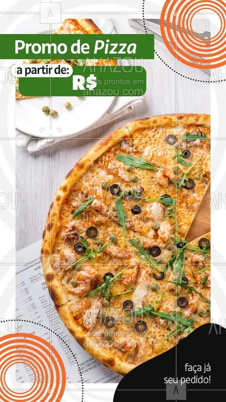 posts, legendas e frases de pizzaria para whatsapp, instagram e facebook: Confira nossa promoção de pizza pra essa semana e faça já o seu pedido! Você não vai querer ficar sem um pizza deliciosa não é mesmo? #Pizza #Ahazou #Promo 