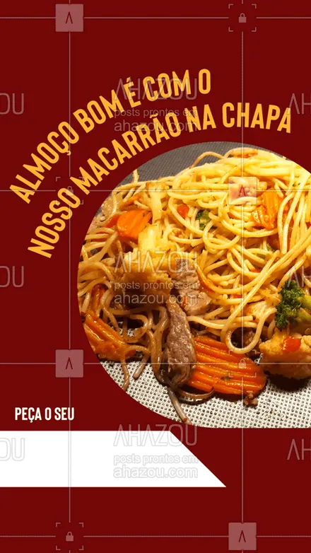 posts, legendas e frases de cozinha italiana, à la carte & self service para whatsapp, instagram e facebook: Se tem almoço melhor que esse, nós ainda não experimentamos! ??? 
#macarraonachapa #Macarrao #ahazoutaste  #comidaitaliana #cozinhaitaliana
