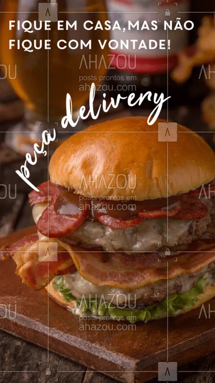 posts, legendas e frases de hamburguer para whatsapp, instagram e facebook: Bateu aquela vontade de comer um hamburguer? Não fique na vontade, peça pela whats e entregamos para você!

#hamburguer #ahazoutaste #delivery #quarentena