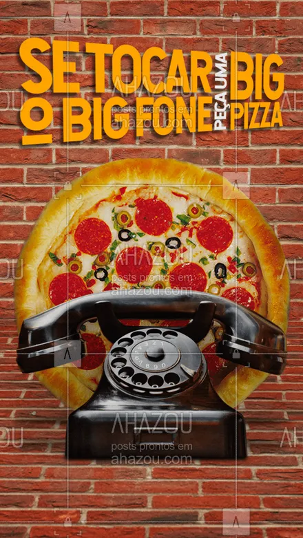 posts, legendas e frases de pizzaria para whatsapp, instagram e facebook: Pra quê temer o big fone se nele você pode pedir uma big pizza? ?
#ahazoutaste  #pizza #pizzaria #bbb21