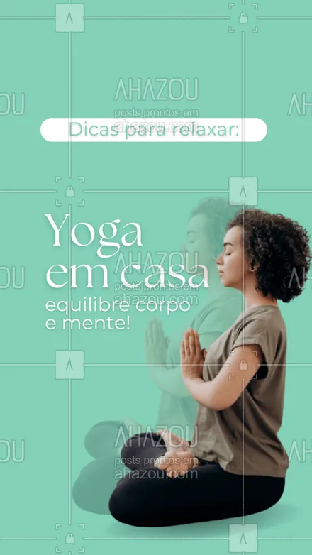 posts, legendas e frases de assuntos variados de Saúde e Bem-Estar para whatsapp, instagram e facebook: Pratique yoga no conforto do seu lar para equilibrar corpo e mente. Seja iniciante ou experiente, os movimentos suaves e a conexão com a respiração proporcionam um relaxamento profundo. Sinta-se rejuvenescido e em paz. 🌈🙏 #YogaEmCasa #EquilibrioMenteCorpo #RelaxamentoYoga #AhazouSaude #bemestar  #cuidese  #qualidadedevida  #saude  #viverbem 