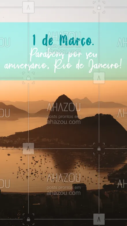 posts, legendas e frases de posts para todos para whatsapp, instagram e facebook: Feliz aniversário Rio de Janeiro, por essa data tão especial! ☀️❤️ #ahazou #frasesmotivacionais #motivacionais #motivacional #ahazou 