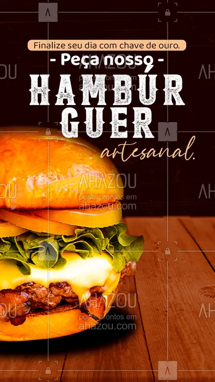 posts, legendas e frases de hamburguer para whatsapp, instagram e facebook: Depois de um dia puxado e cansativo você merece relaxar e comendo um hambúrguer artesanal perfeito e muito delicioso. Venha nos visitar ou peça o seu por delivery. #artesanal #burger #burgerlovers #ahazoutaste #hamburgueria #hamburgueriaartesanal #sabor #qualidade #opções #cardápio #hambúrguerartesanal