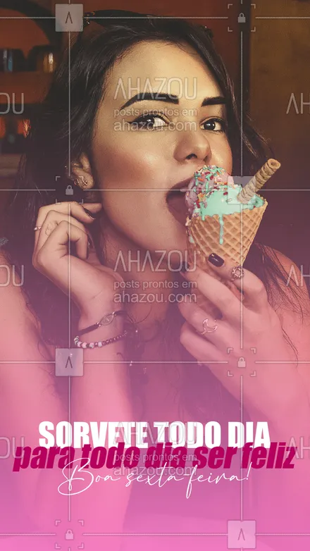 posts, legendas e frases de gelados & açaiteria para whatsapp, instagram e facebook: Sexta pede o seu sorvete favorito, corre pra cá! 😋🍧🍨
#ahazoutaste #açaí  #açaíteria  #cupuaçú  #gelados  #icecream  #sorvete  #sorveteria 