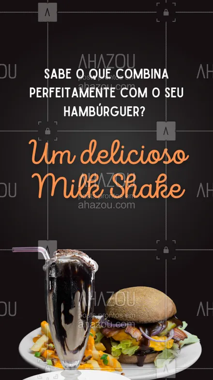 posts, legendas e frases de hamburguer para whatsapp, instagram e facebook: Se existe uma combinação perfeita, com certeza é hambúrguer + milk shake. E aqui temos deliciosas opções de milk shake para você saborear. Peça já o seu. #hamburgueria #burger #artesanal #ahazoutaste #cardápio #opçoes #milkshake #sabores #cremoso #sabor 




