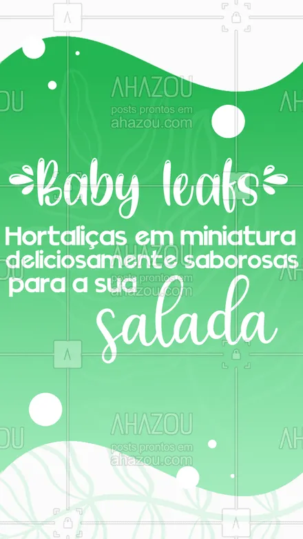 posts, legendas e frases de hortifruti para whatsapp, instagram e facebook: Baby leafs são para quem quer dar um UP nos seus pratos com hortaliças coloridas e saborosas, compre a sua com a gente! #babyleafs #ahazoutaste #salada #hortifruti #vidasaudavel #organic