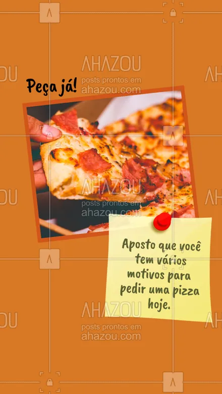 posts, legendas e frases de pizzaria para whatsapp, instagram e facebook: Ouça a sua consciência e peça já sua pizza preferida. 🍕 #ahazoutaste #pizza #pizzalife #pizzalovers #pizzaria #delivery #entregadepizza #pizzacomafamilia