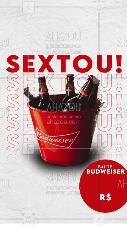 posts, legendas e frases de bares para whatsapp, instagram e facebook: Sextou com Budweiser baratinhaaaa! Pode chegar que hoje é dia de relaxar! #bud #beer #cerveja #ahazou 