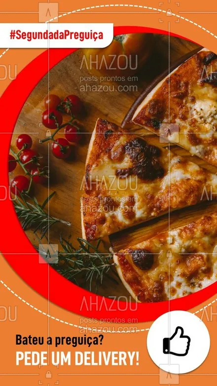 posts, legendas e frases de pizzaria para whatsapp, instagram e facebook: Segunda dá preguiça de cozinhar, né? Para de bobeira e pede logo um delivery! ☎️ #delivery #ahazoutaste #ifood #pizza #Pizzaria