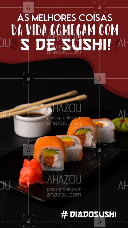 posts, legendas e frases de cozinha japonesa para whatsapp, instagram e facebook: Comemore o dia do sushi da melhor maneira possível: pedindo o seu sushi! 🍣🤩
#ahazoutaste #japa  #sushidelivery  #sushitime  #japanesefood  #comidajaponesa  #sushilovers 