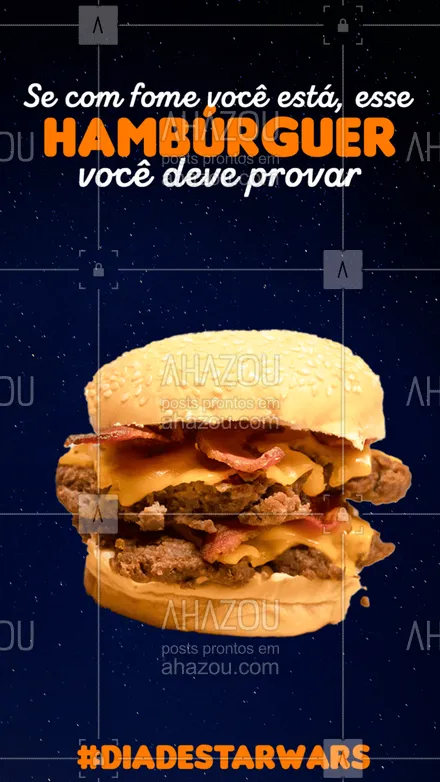 posts, legendas e frases de hamburguer para whatsapp, instagram e facebook: Ei Jedi, até o Mestre Yoda já sabe onde é o melhor lugar das galáxias para comer um hambúrguer e matar fome com muito sabor. Então aproveite para comemorar o dia da sua saga favorita com essa perfeição. #burger #burgerlovers #hamburgueria #ahazoutaste #hamburgueriaartesanal #opções #sabor #qualidade #diadestarwars #starwars