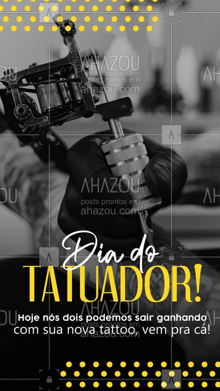 posts, legendas e frases de estúdios, tatuadores & body piercer para whatsapp, instagram e facebook: Pegue aquela tattoo que você salvou faz tempo e vem pra cá para tirarmos ela do papel! 😉
#diadotatuador #tatuador #AhazouInk