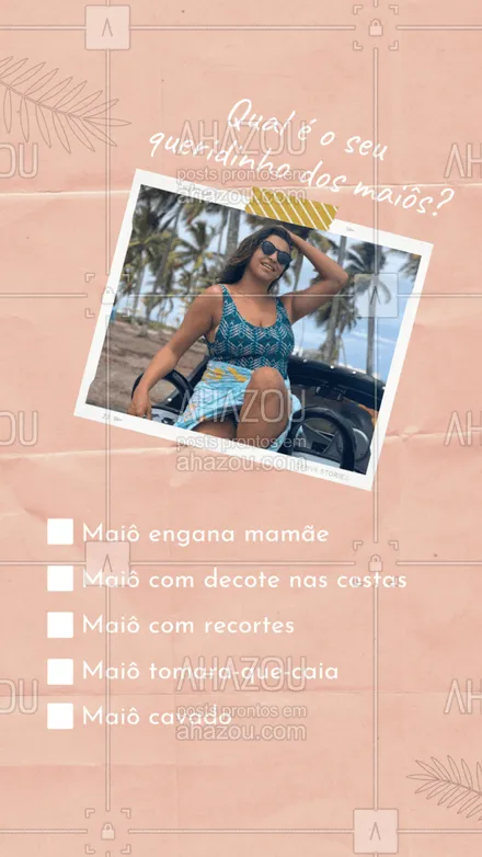 posts, legendas e frases de moda praia para whatsapp, instagram e facebook: Conta pra mim qual você mais gosta?
 #AhazouFashion  #moda #modapraia #praia #fashion #verao #enquete #maio