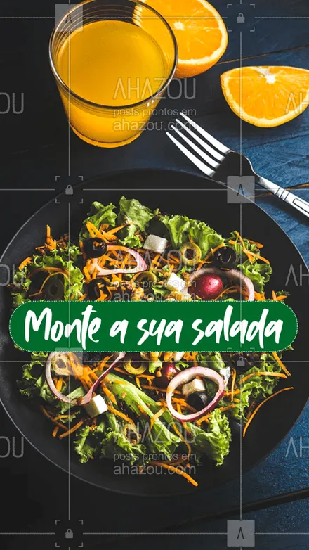 posts, legendas e frases de saudável & vegetariano para whatsapp, instagram e facebook: Monte a sua salada do seu jeito, escolha suas folhas, legumes, proteína e molho. ??

#salada #saudável #vegetais #comaverde #ahaoutaste