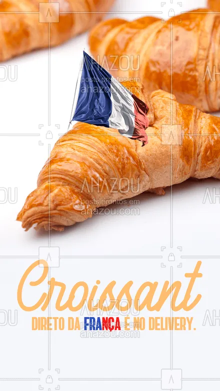 posts, legendas e frases de padaria para whatsapp, instagram e facebook: O croissant é uma comida típica francesa,  mas você não precisa viajar até lá para provar essa delícia. Basta pedir no delivery, que vai até você. #ahazoutaste #croissant #delivery #pedido