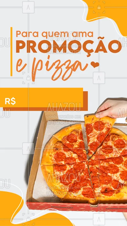 posts, legendas e frases de pizzaria para whatsapp, instagram e facebook: Nada melhor que achar uma super promoção de pizza para rechear a vida com muito sabor, peça já a sua. #pizza #ahazoutaste #pizzalover #promoção #pizzaria 