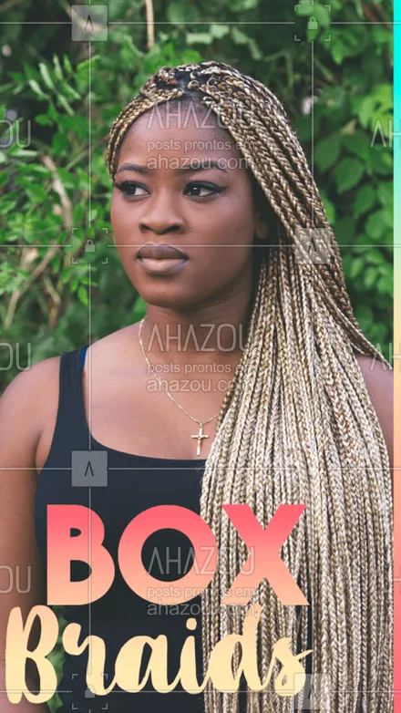 posts, legendas e frases de cabelo para whatsapp, instagram e facebook: Quem aí já é fã das box braids? ?? Elas são incríveis para as meninas que estão na transição e querem dar um UP na autoestima! #boxbraids #ahazou #trançasafro #tranças 