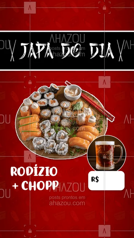 posts, legendas e frases de cozinha japonesa para whatsapp, instagram e facebook: É promoção do dia que você quer? Então corre que hoje nosso JAPA DO DIA está imperdível!!!
???‍♀?‍♂
#promoçãododia #rodizio #sushi #comidajaponesa #ahazoutaste #bandbeauty