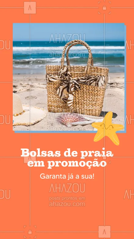 posts, legendas e frases de acessórios, moda praia para whatsapp, instagram e facebook: Sua próxima bolsa de praia está aqui, aproveite as promoções para garantir a sua! 👜 #AhazouFashion #acessorios #beach #estilo #modapraia #promoções