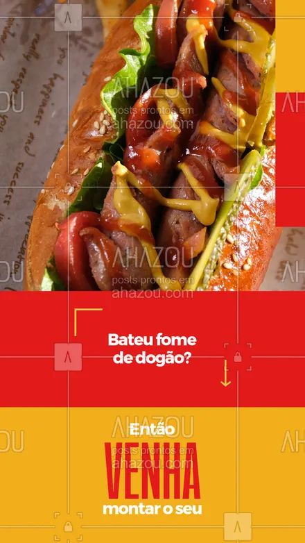 posts, legendas e frases de hot dog  para whatsapp, instagram e facebook: O dogão perfeito existe sim e é você quem monta. Venha nos visitar e escolha os ingredientes que mais combinam com sua fome. Você também pode fazer seu pedido por delivery 🌭. #cachorroquente #food #hotdoggourmet #hotdog #hotdoglovers #dog #dogçao #opções #variedade #sabor #qualidade #cardápio #monteseudog