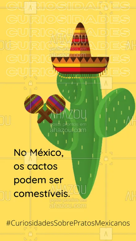 posts, legendas e frases de cozinha mexicana para whatsapp, instagram e facebook: Pouca gente sabe, mas no México, os cactos podem servir como alimento. Os frutos do cacto –nopales – são doces e são utilizados para fazer sobremesas. E nos pratos salgados, eles compõe molhos com salsa e tomate. Você já experimentou os nopales?🤔  #curiosidades #vocêsabia #pratosmexicanos #comidamexicana #mexico #nopales #ahazoutaste #cozinhamexicana  #vivamexico 