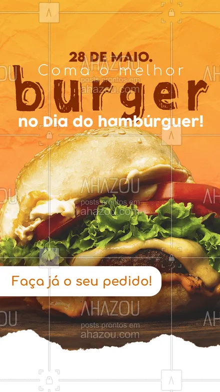 posts, legendas e frases de hamburguer para whatsapp, instagram e facebook: Faça já o seu pedido e comemore com o melhor burger do dia! ❤? Contato: (inserir contato)?
 #ahazoutaste  #hamburgueriaartesanal #hamburgueria #burgerlovers #burger #artesanal