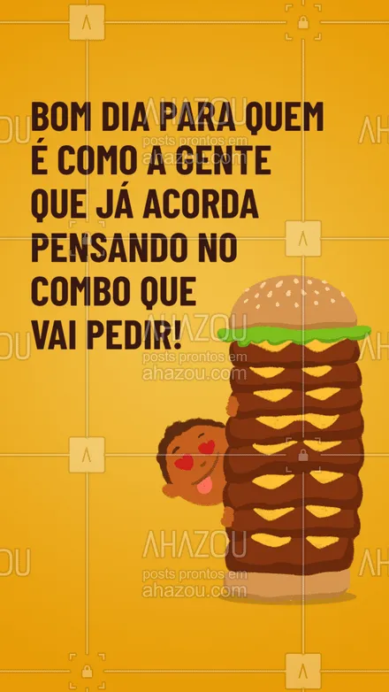 posts, legendas e frases de hamburguer para whatsapp, instagram e facebook: Bom dia só para quem é sedento por um burgerzinho igual nós! 🤤😍#burguer #ahazoutaste #burgerlovers #hamburgueria