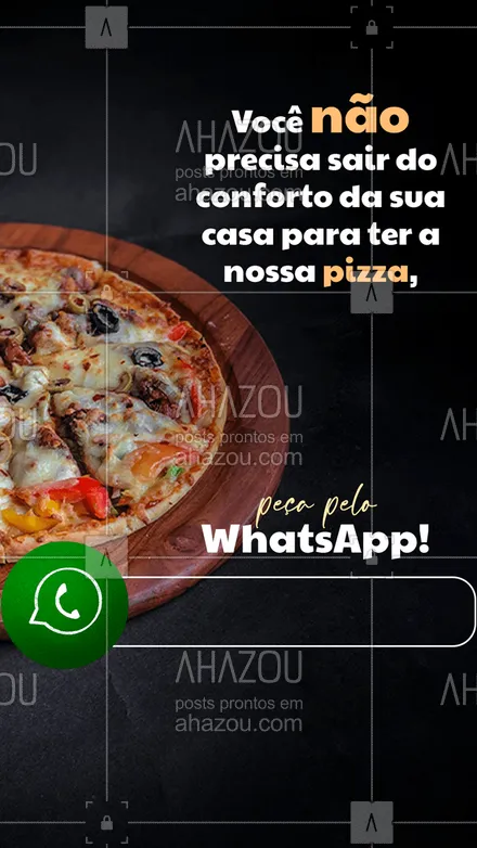 posts, legendas e frases de pizzaria para whatsapp, instagram e facebook: Entregamos bem rápido para você a nossa deliciosa pizza, experimente! #ahazoutaste #pizza  #pizzalife  #pizzalovers  #pizzaria 