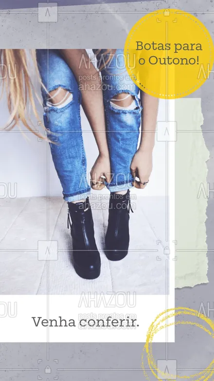 posts, legendas e frases de acessórios para whatsapp, instagram e facebook: Venha deixar seu look de Outono completo com nossos novos modelos de botas! Material de qualidade e preço justo! 
#AhazouFashion #botas #inverno #outono #qualidade  #acessorios #fashion #estilo