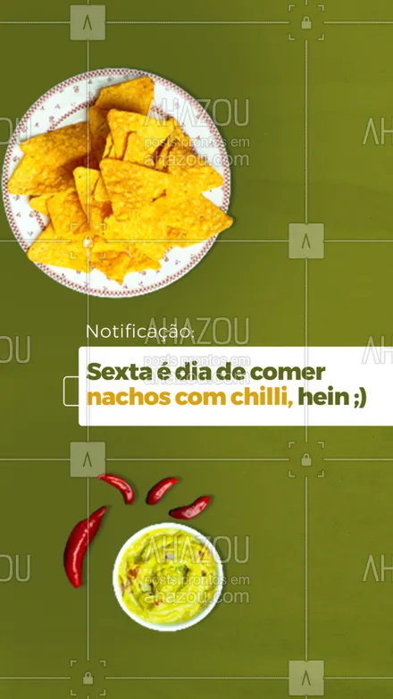 posts, legendas e frases de cozinha mexicana para whatsapp, instagram e facebook: ✨ O aviso já está dado: sexta é de lei! Venha degustar comida mexicana de qualidade. 😉 #ahazoutaste #comidamexicana  #cozinhamexicana  #nachos  #texmex  #vivamexico #convite #nachoscomchilli #sabor