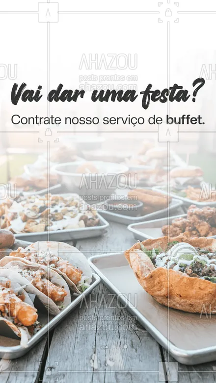 posts, legendas e frases de buffet & eventos para whatsapp, instagram e facebook: Vai dar uma festa e está em busca de um serviço de buffet para servir no dia? Então contrate o nosso buffet, temos diversas opções e um ótimo serviço para o dia do seu evento. Para mais informações, ligue (inserir número).
#buffet #eventos #serviçodebuffet #ahazoutaste #festas #casamentos #convite #jantar #almoço #contratarserviços #contratarbuffet