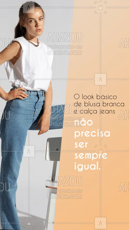 posts, legendas e frases de moda feminina para whatsapp, instagram e facebook: Se você ama aquele clássico de jeans e camisa branca pode variar nas opções. A dica é alteranar entre modelos de blusas diferentes, como camisetas ou camisas de botão. Bem como jeans com lavagem mais clara ou mais escura. Sem contar os acessórios que podem mudar totalmente o resultado. Aposte nessas dicas e tire o básico da mesmice. #AhazouFashion #fashion #fashionista #moda #lookdodia #OOTD #modafeminina