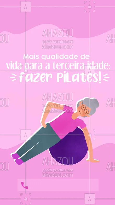 posts, legendas e frases de pilates para whatsapp, instagram e facebook: A melhor atividade para os idosos. Venha fazer parte. #idosos #melhoridade #ahazousaude #pilates #workout #fitness 