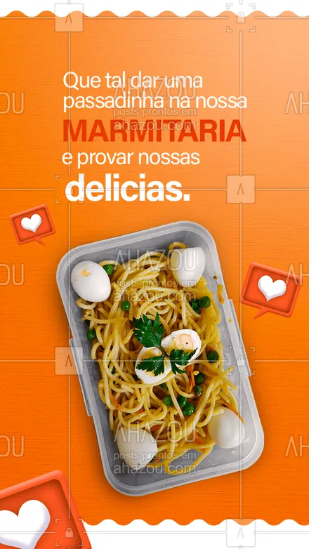 posts, legendas e frases de marmitas para whatsapp, instagram e facebook: Marmita boa é aquela que te conquista na primeira garfada! Venha conhecer o nosso cantinho e escolher a sua marmita do dia. 😋 #ahazoutaste #marmita #marmiteria #marmitex #convite  #comidadeverdade 