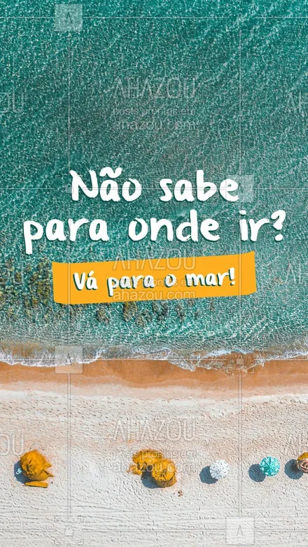 posts, legendas e frases de moda praia para whatsapp, instagram e facebook:  O mar com certeza é a solução! ??️
#FrasesdePraia #Praia #AhazouFashion #ModaPraia  #summer #verao