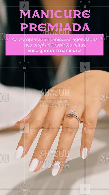 posts, legendas e frases de manicure & pedicure para whatsapp, instagram e facebook: Unhas lindas o mês todo + promoção = quem não ama? ? #manicure #ahazou #unhas 