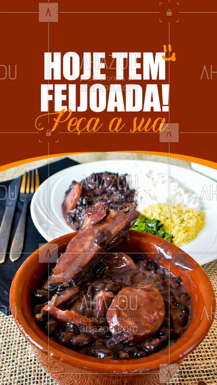 posts, legendas e frases de comidas variadas para whatsapp, instagram e facebook: O sabor típico da culinária brasileira espera por você aqui! Venha já saborear nossa feijoada irresistível.😋 🥰 #ahazoutaste #eat  #foodlovers  #ilovefood  #instafood #feijoada #diadafeijoada