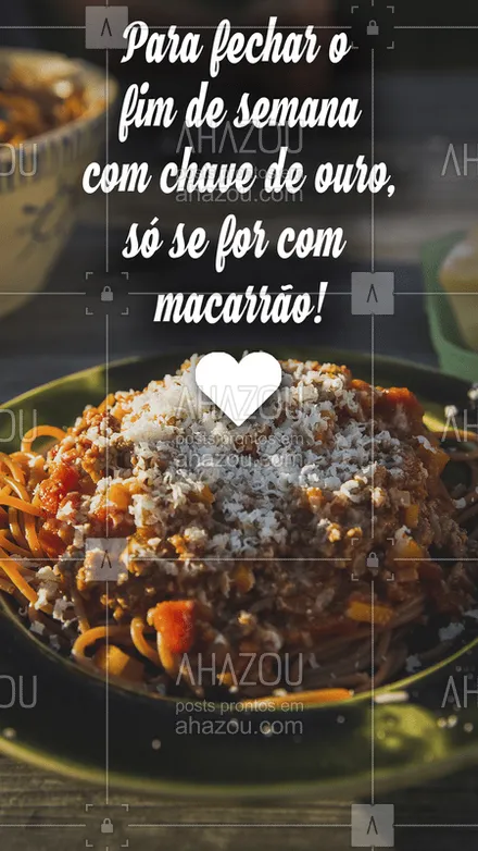 posts, legendas e frases de cozinha italiana para whatsapp, instagram e facebook: Se essa não é a melhor maneira de fechar a semana, eu não sei qual é! ? #macarrao #ahazoutaste #massas #fimdesemana #comidaitaliana