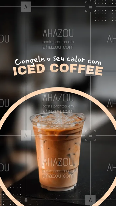 posts, legendas e frases de cafés para whatsapp, instagram e facebook: Quem não aguenta mais o calor pede Iced Coffee. E você, também não aguenta mais o calor? #ahazoutaste #cafeteria #café #coffee #barista #icedcoffee
