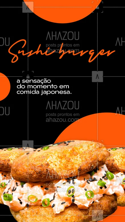 posts, legendas e frases de cozinha japonesa para whatsapp, instagram e facebook: Delicioso lanche servido num “pão” de bolinho de arroz, com o recheio que você escolhe e monta. Tudo com a qualidade que você merece. Venha e comprove, nosso variado cardápio. (inserir número)
 #comidajaponesa  #japa  #japanesefood #ahazoutaste#sushiburger #sushilovers 