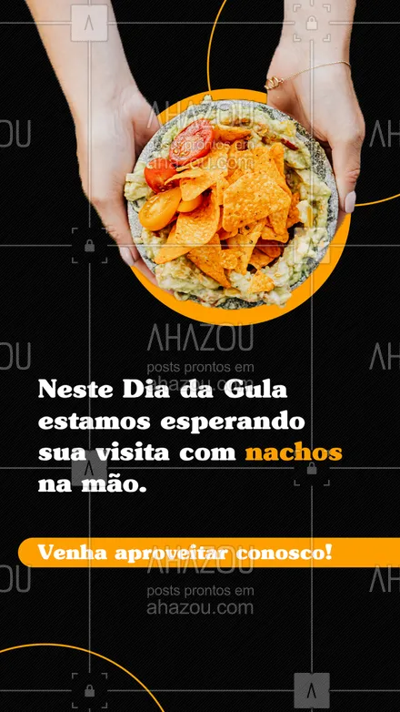 posts, legendas e frases de cozinha mexicana para whatsapp, instagram e facebook: Muito nachos, guacamole e bastante pimenta. Venha aproveitar essa data conosco! 🌮😋 #ahazoutaste #comidamexicana #cozinhamexicana #nachos #chilli #burritos #DiadaGula