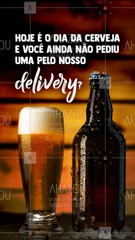 posts, legendas e frases de bares, hamburguer, açougue & churrasco, à la carte & self service para whatsapp, instagram e facebook: De cerveja a gente entende, por isso viemos te avisar que hoje é de lei beber uma kk, para comemorar esse dia tão especial pede uma cerveja pelo nosso delivery, afinal hoje pode né? ? #ahazoutaste  #bar #pub #drinks #artesanal #cerveja #diadacerveja #comemoração #delivery #entrega #pedido #gelada #bebida #alcoólica #bares